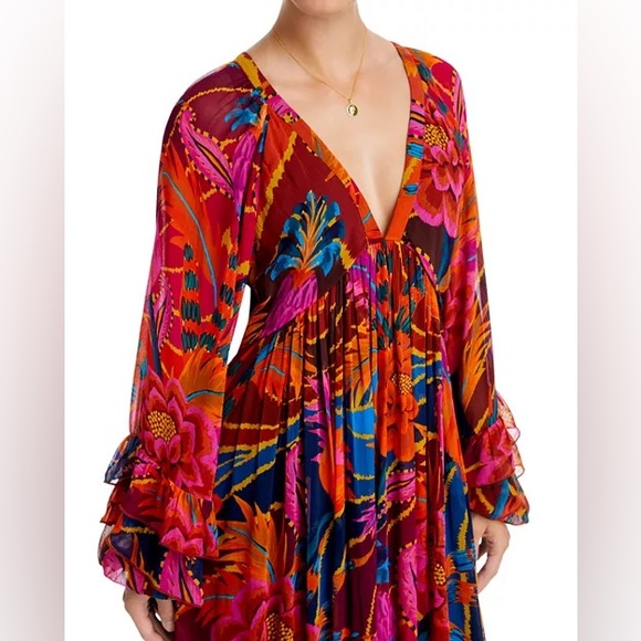 Anthropologie Farm Rio Vintage Wave Long-Sleeve Maxi Dress -XL - Picture 10 of 14